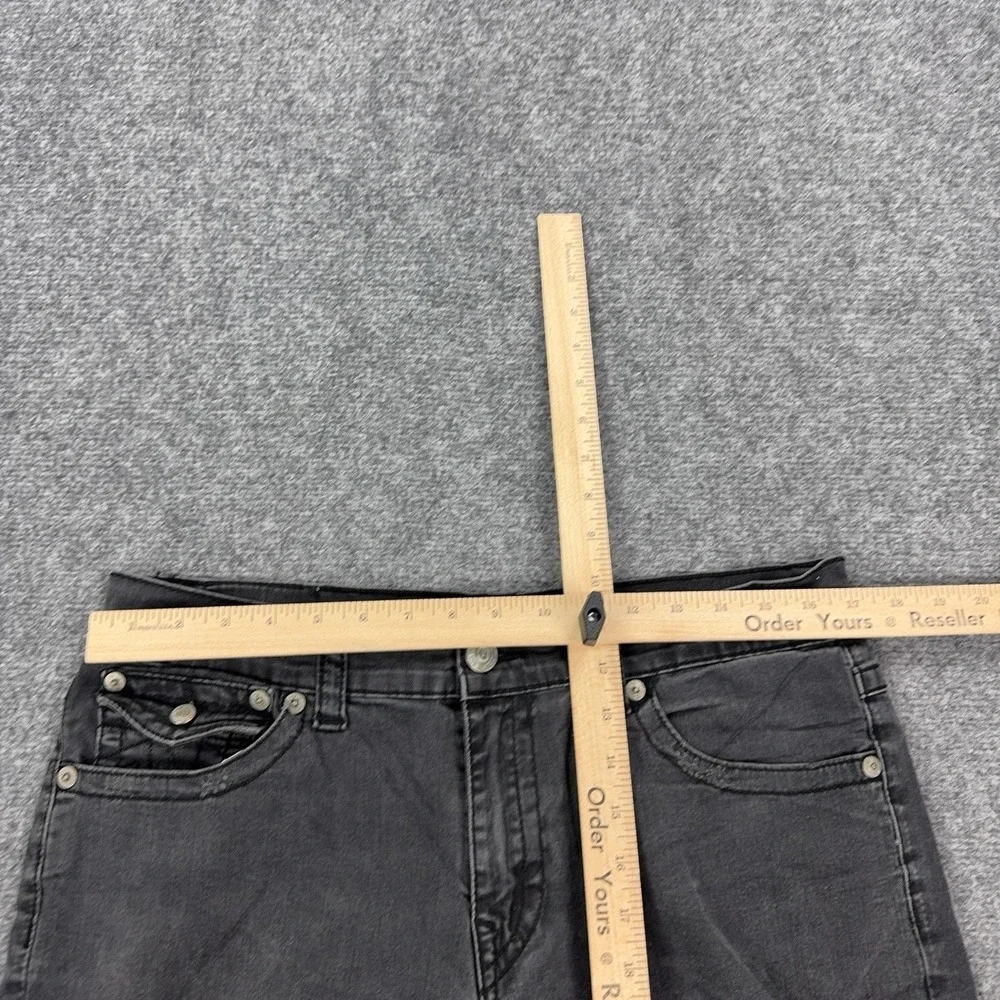 True Religion Geno Flap Relaxed Slim Jeans Mens 34x32 Black Distressed Denim